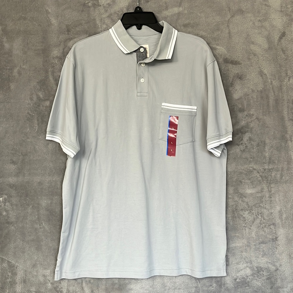 NWT Merona Gray w/ white Trim Polo
